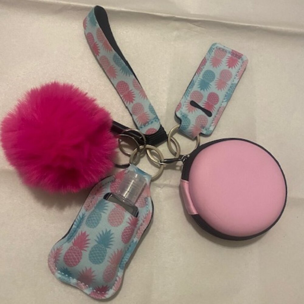 POMPOM PINEAPPLE (PINK) KEYCHAIN SET